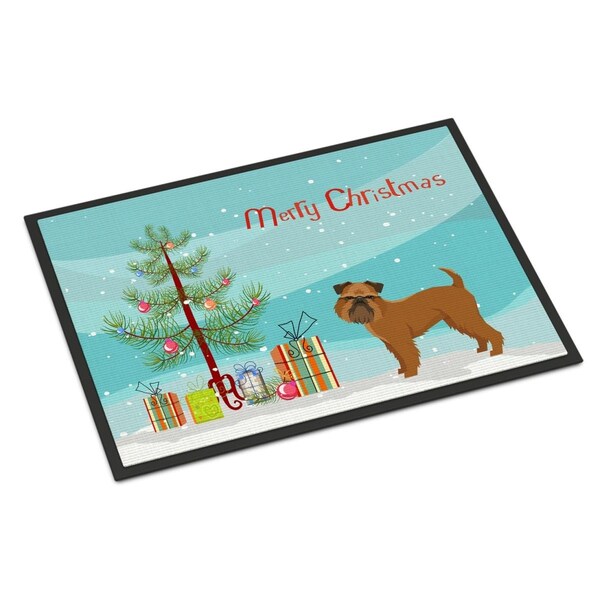 Carolines Treasures 18 x 27 in. Brussels Griffon Christmas Tree Indoor or Outdoor Mat CK3544MAT - main